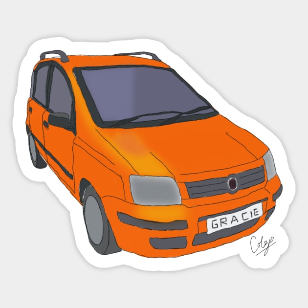 Orange Fiat Panda “Gracie” Sticker by Colzo Art